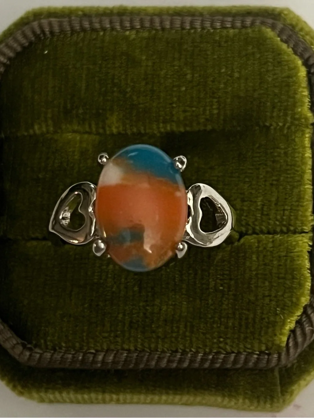 Elegant/Classic Titanium Steel Silver Multicolor Gemstone Heart Accents Ring S 9